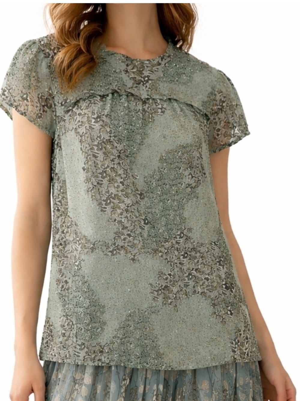 Anthropologie Joie Floral Whimsy Ruffle Blouse M Green Wanderlust Gypsy Breezy